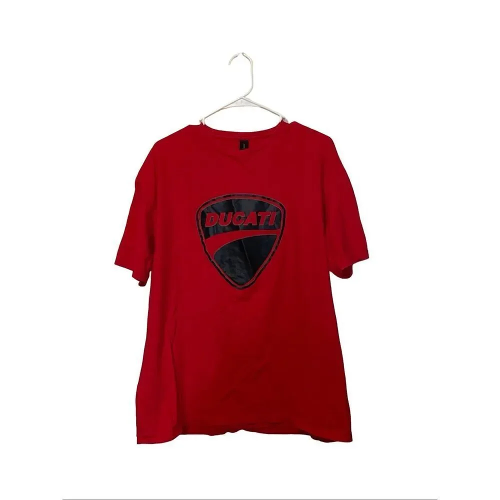 Gildan Red Soft Style Cotton Crew Neck Short Sleeve Ducati Graphic T-Shirt XL